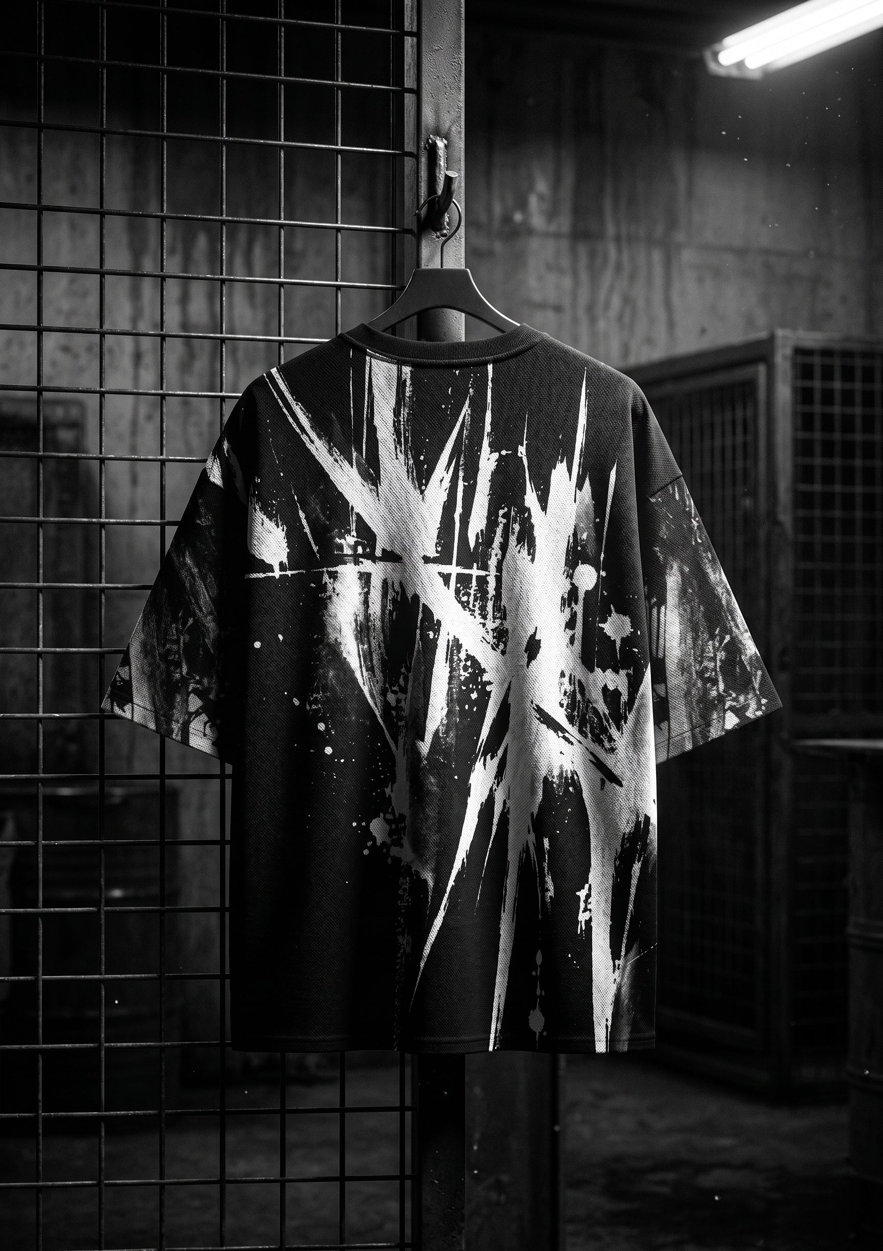 Cinematic shot of the CALL OF THE BLACK VOID Shirt with a cold, void-heavy Frostbite Apparel atmosphere.