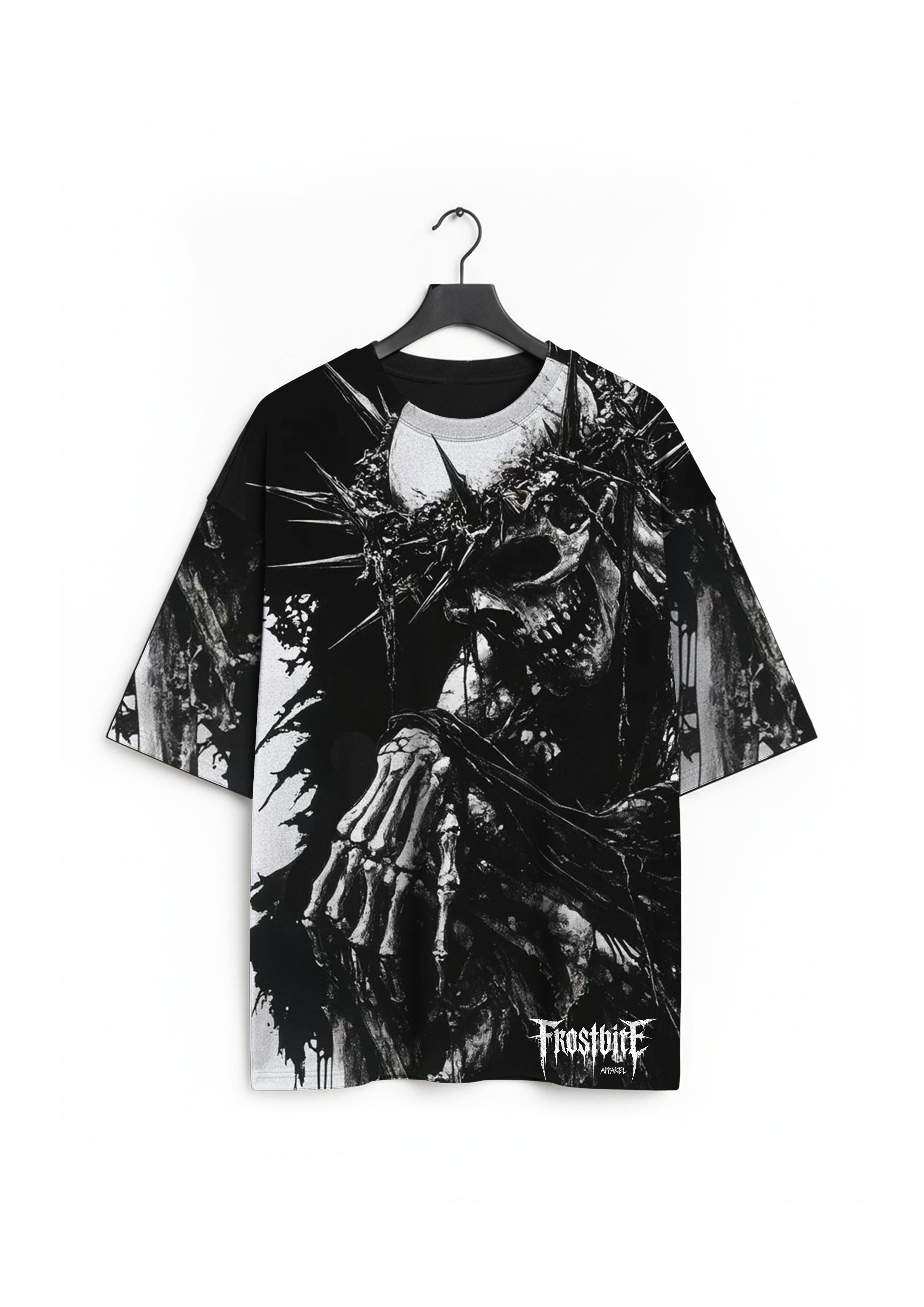 Front view of the black CALL OF THE BLACK VOID Shirt by Frostbite Apparel with a dark, void-driven graphic design.