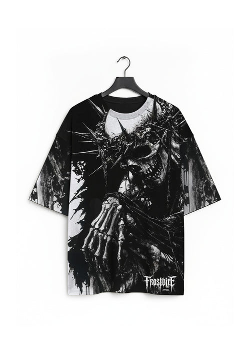 Front view of the black CALL OF THE BLACK VOID Shirt by Frostbite Apparel with a dark, void-driven graphic design.